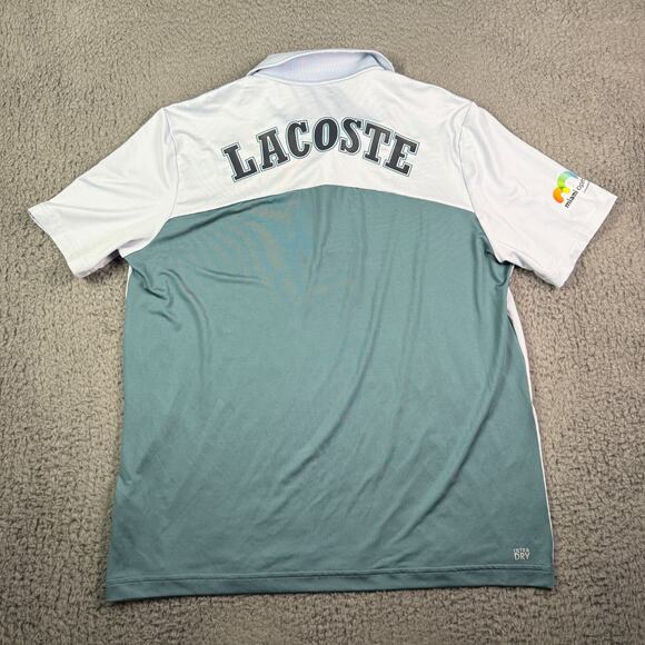 Lacoste Miami Open Tennis Polo Shirt Mens Large (5) Green Teal Snap Button - Picture 9 of 13